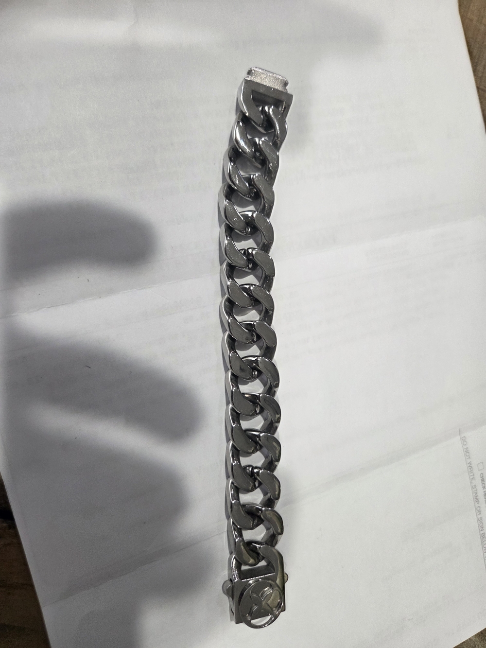 Men's Silver Curb Chain Bracelet - Polished Stainless Look